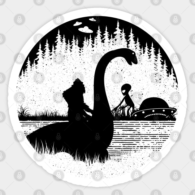 Bigfoot Loch Ness Monster Nessie Alien Silhouette Bigfoot Sticker